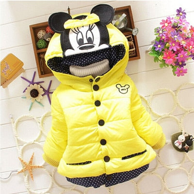 Winter Baby Jackets For Girls Clothes Baby Clothing Kids Hooded Coats Toddler Warm Minnie Mickey Jacket Infant Boys Outerwear