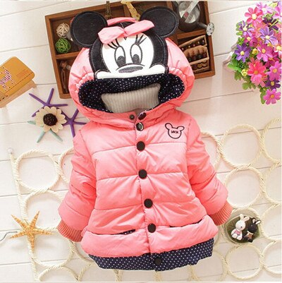 Winter Baby Jackets For Girls Clothes Baby Clothing Kids Hooded Coats Toddler Warm Minnie Mickey Jacket Infant Boys Outerwear